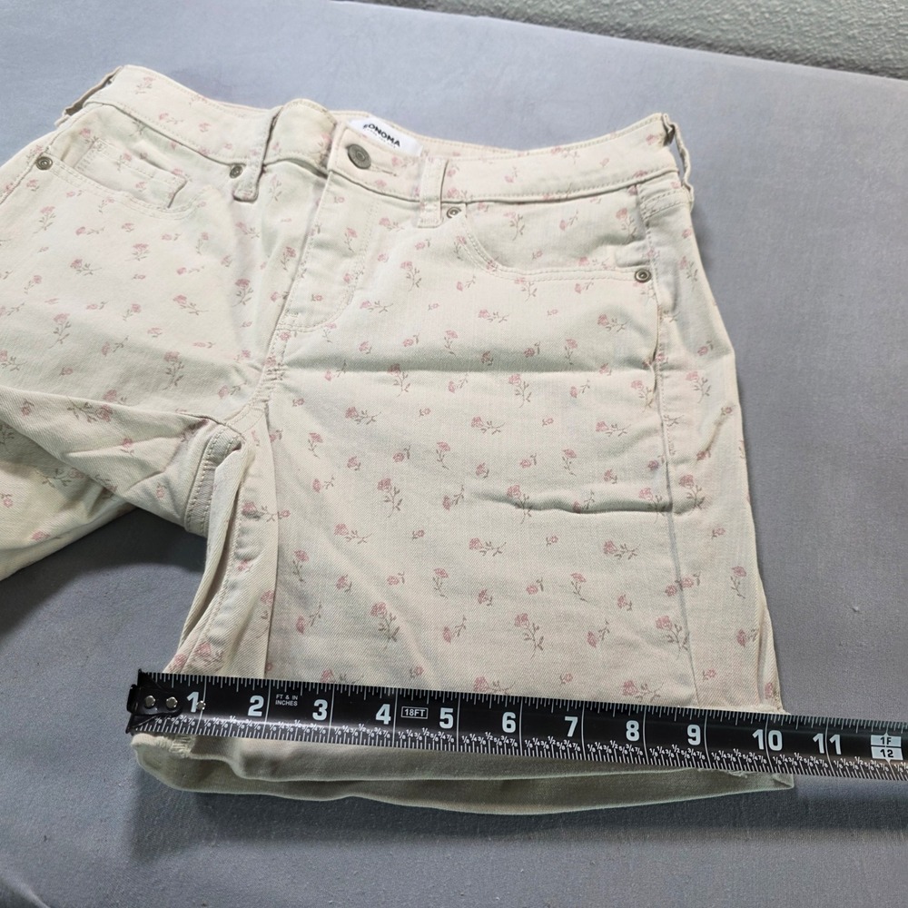Sonoma Goods for Life Womens‎ Size 10 Floral Jean Shorts Beige Pink Rose Print - Picture 5 of 11